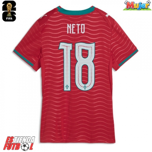 Portugal Pedro Neto #18 Primera Equipación Mujer Mundial 2026 Manga Corta